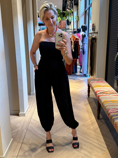 Jumpsuit Strapless Parachute Zwart - Peet kleding