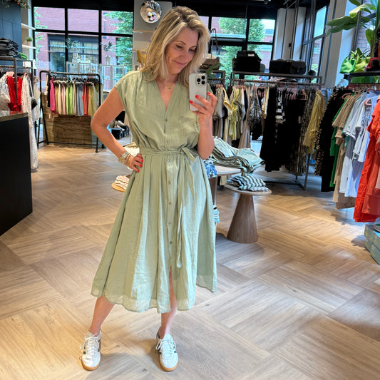 Jurk Grimaud Saliegroen - Peet kleding