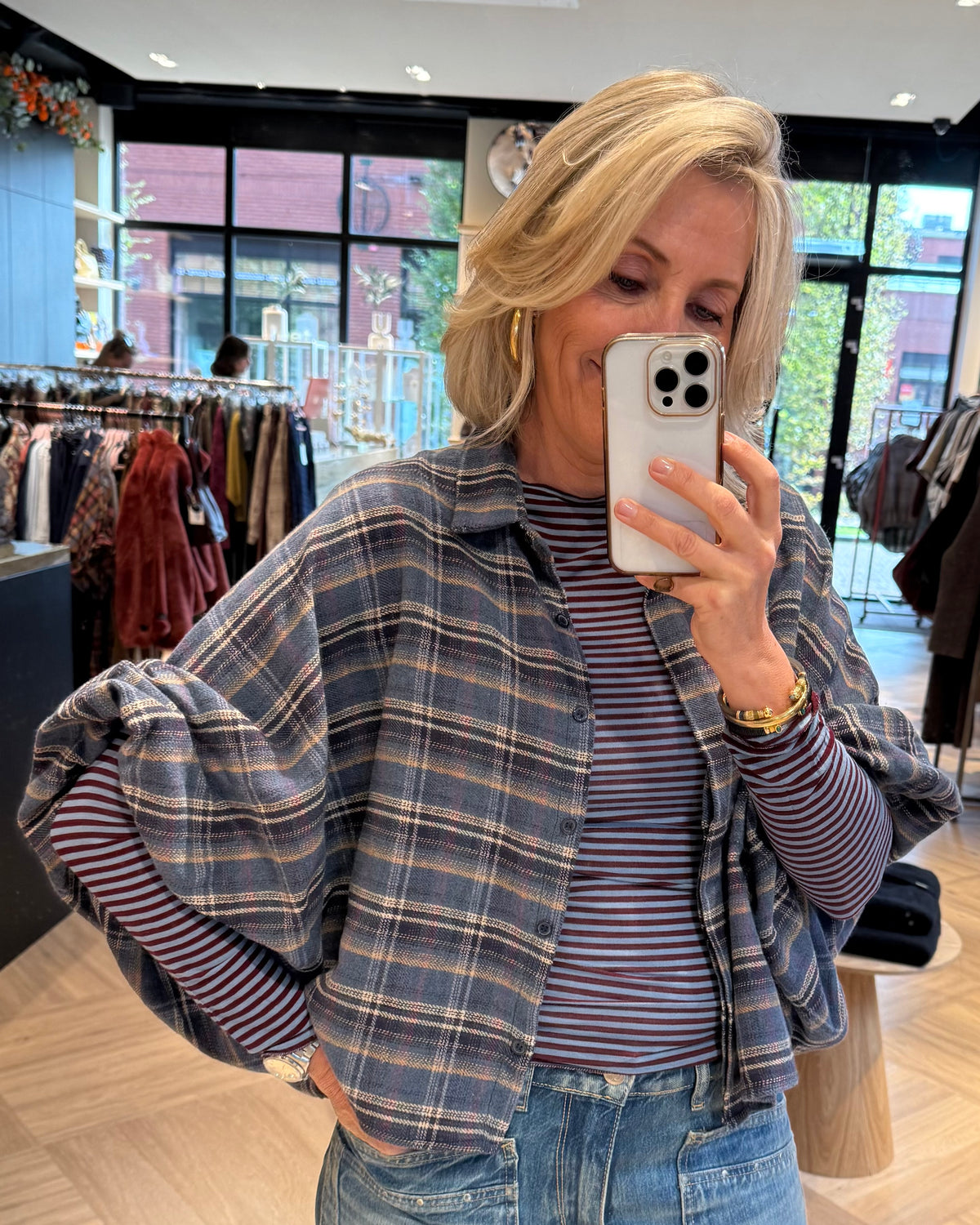 Blouse Roos Jeansblauw Navy - Peet kleding