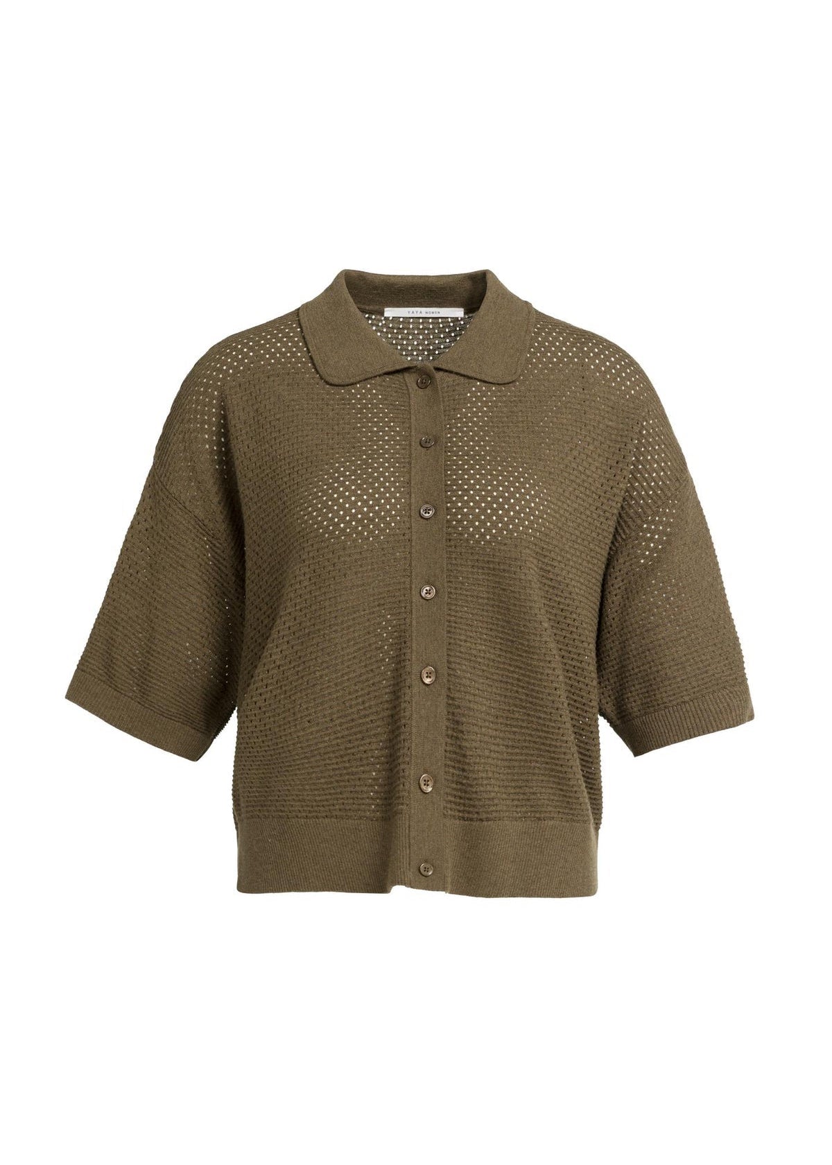Yaya Vest Opengewerkt Teak Brown - Peet kleding