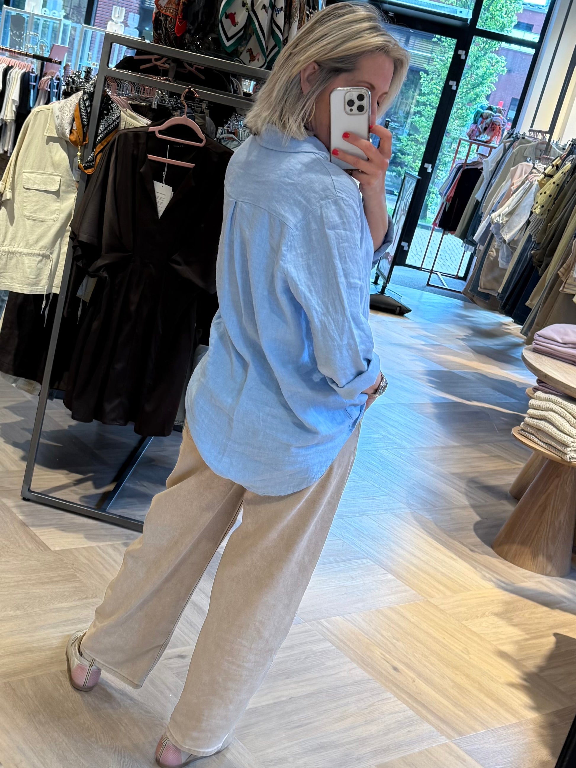 Blouse Linnen Suus Lichtblauw - Peet kleding