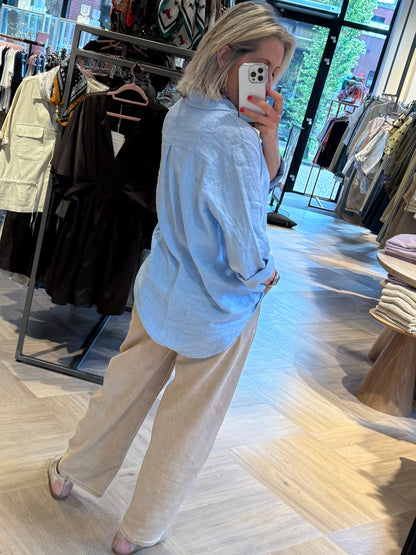 Blouse Linnen Suus Lichtblauw - Peet kleding
