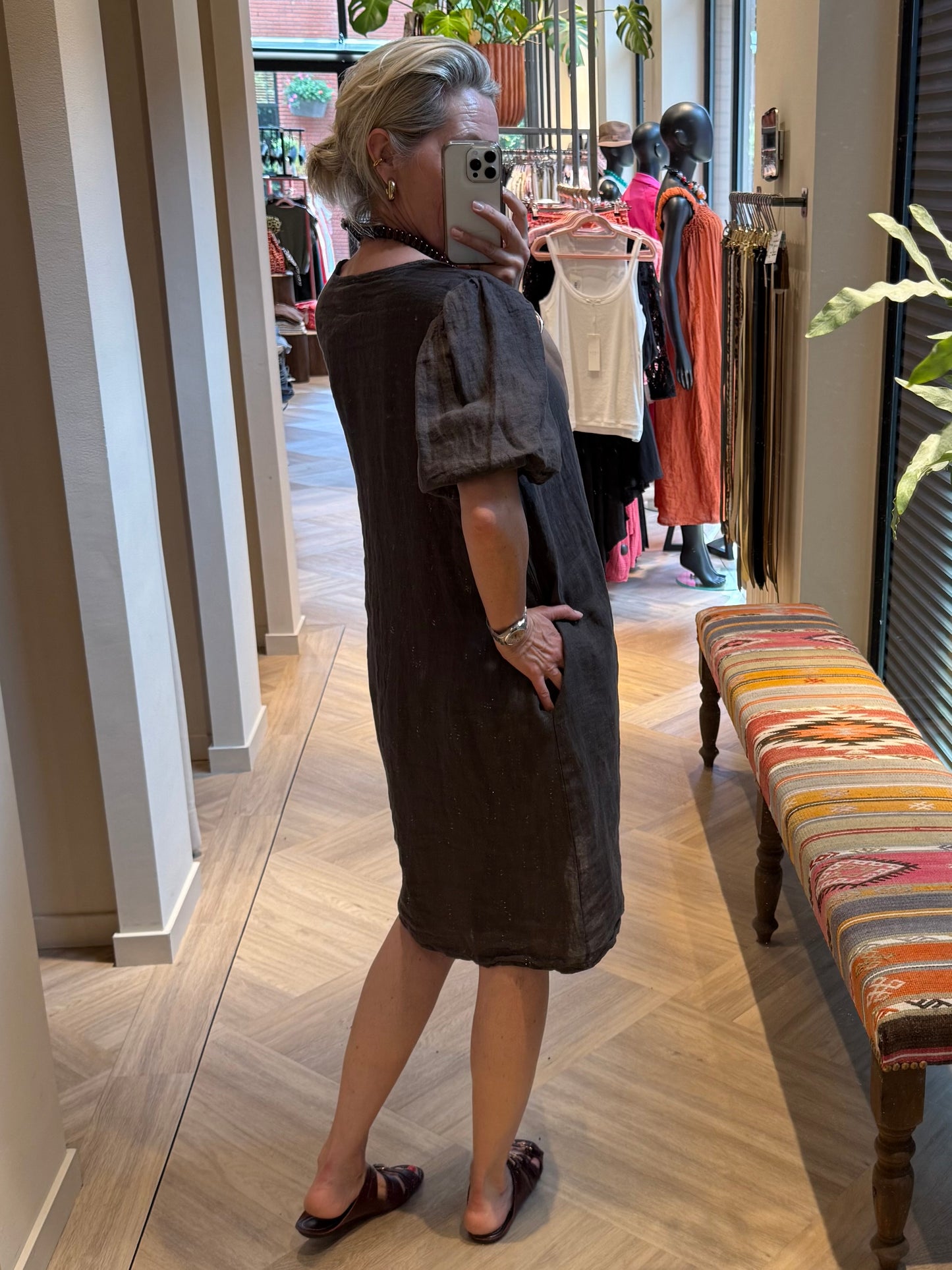 Jurk Brechje Linnen Bruin