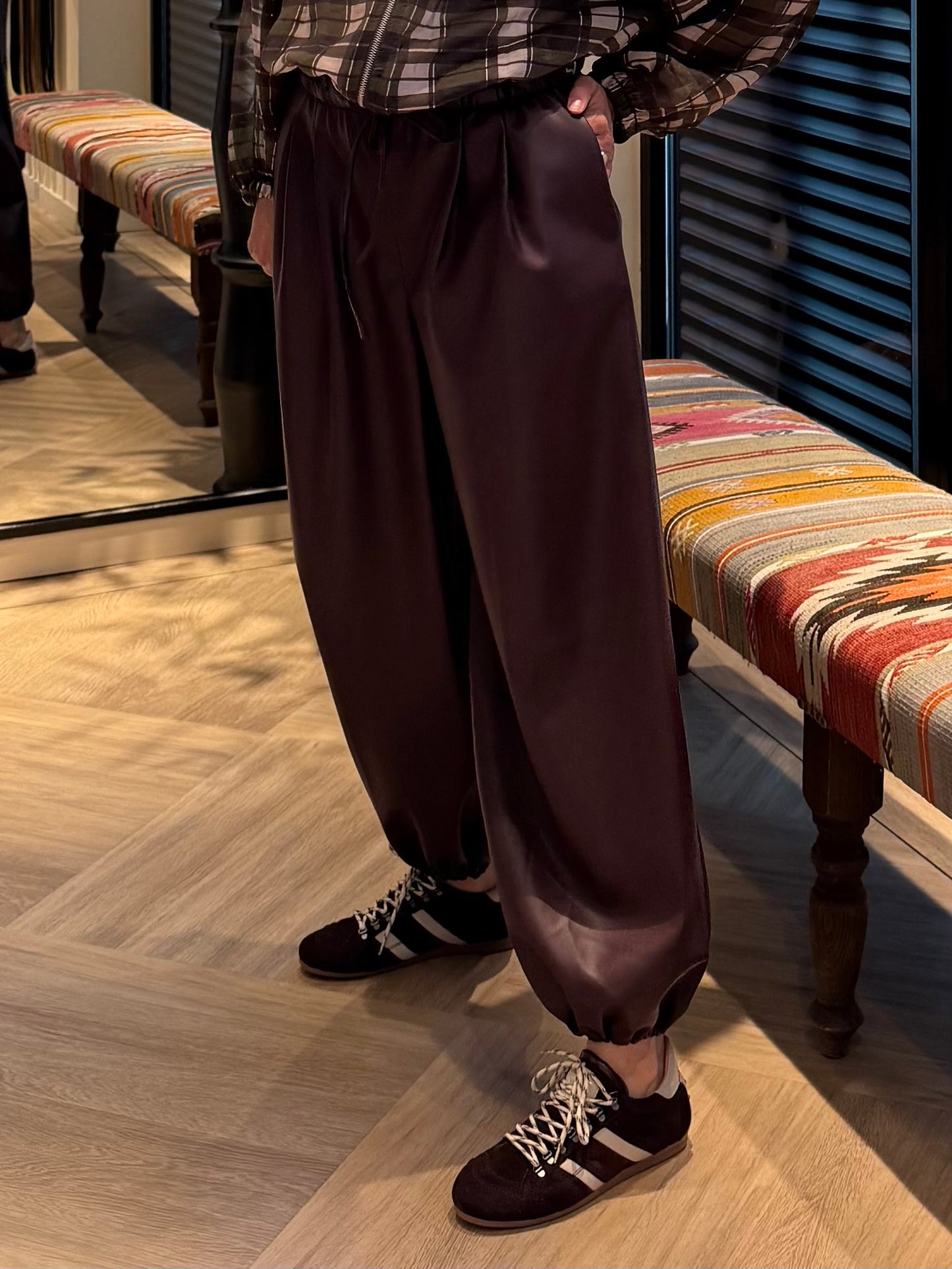 Broek Parachute PU Bordeaux