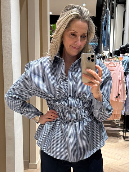 Ambika Blouse Ecem Ruit Navy - Peet kleding