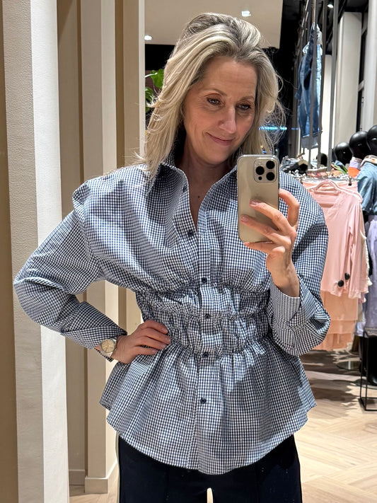 Ambika Blouse Ecem Ruit Navy - Peet kleding