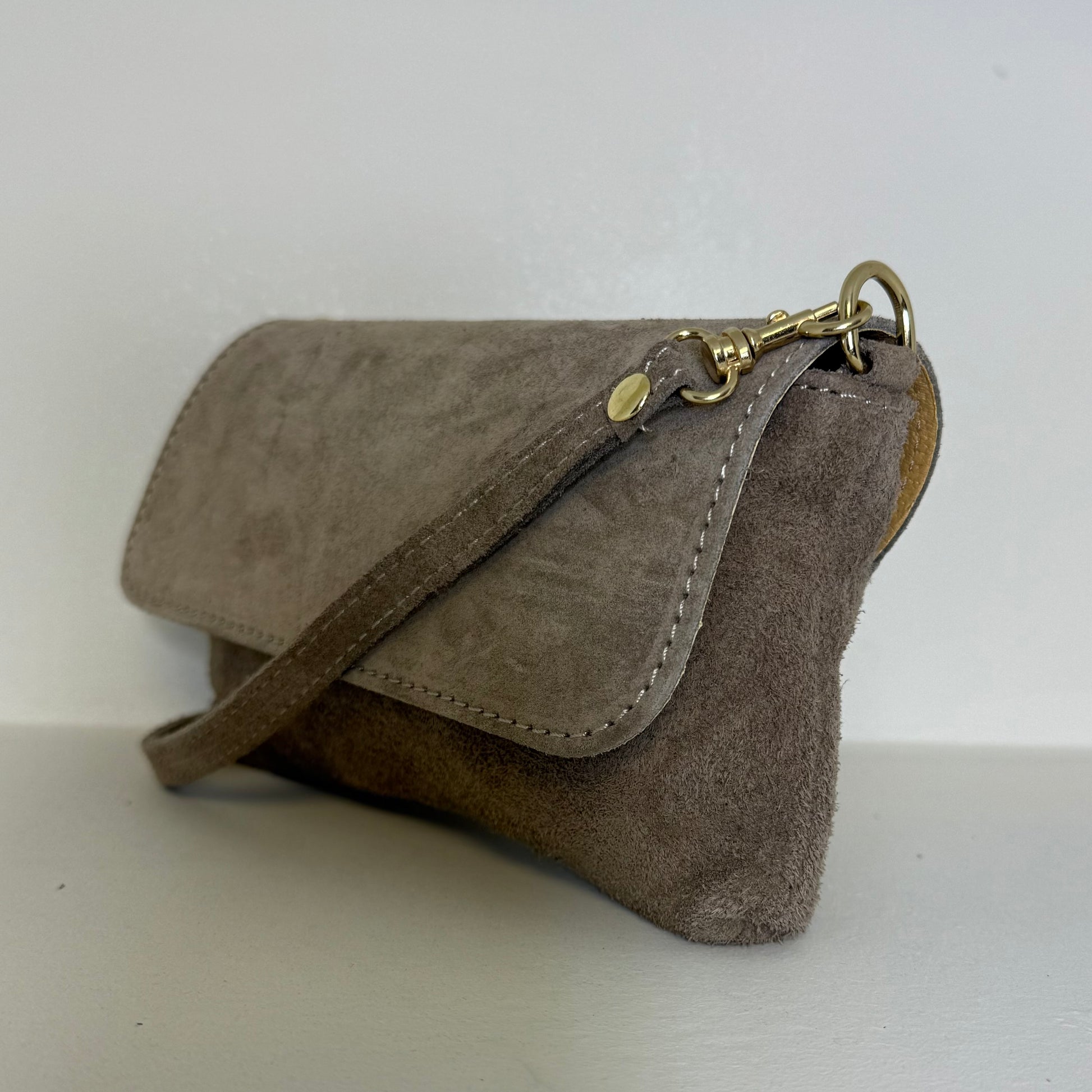 Tas Lara Suede Taupe - Peet kleding