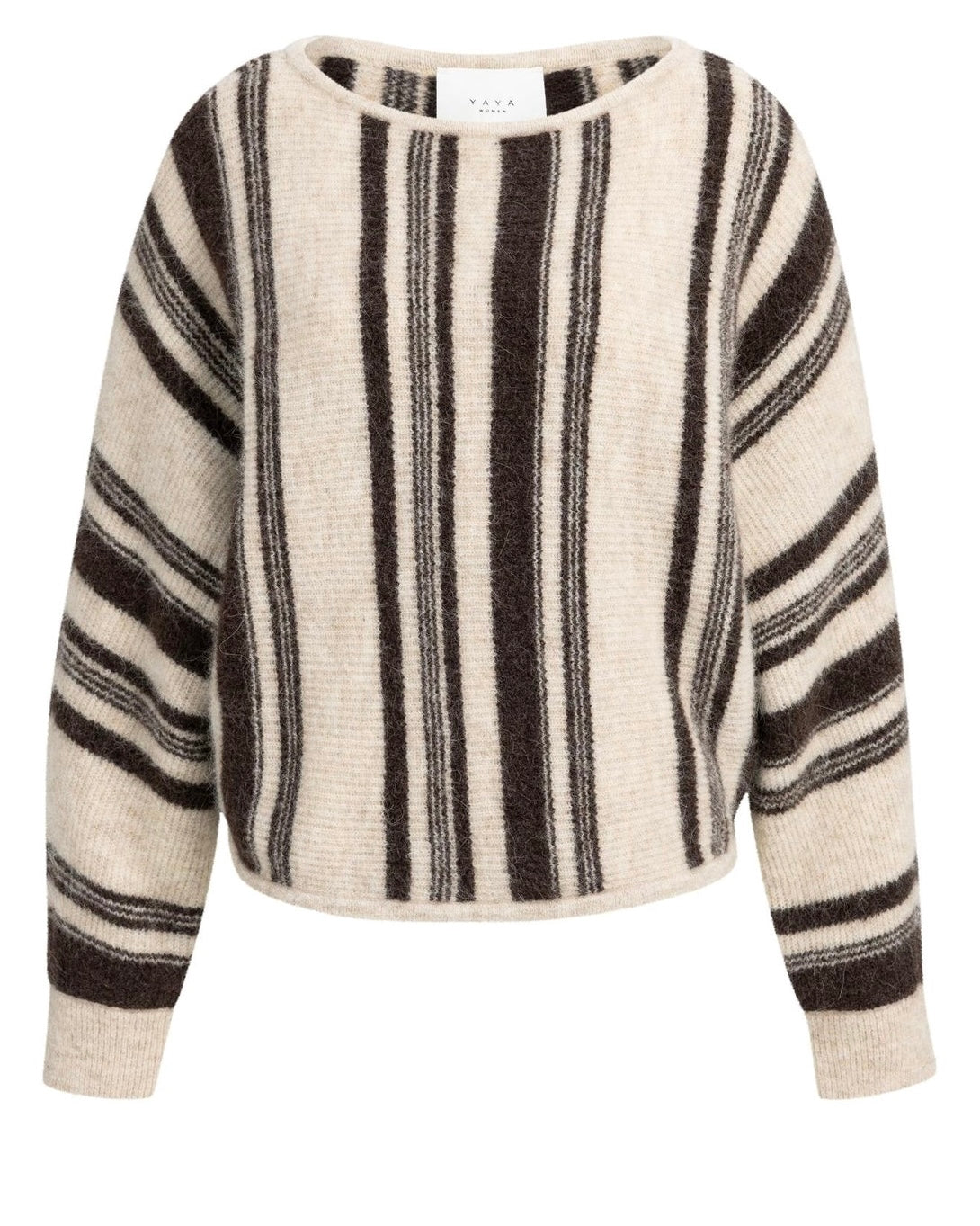 Yaya Gestreepte Trui Beige Brown - Peet kleding