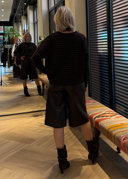 Longsleeve Mia Streep Bruin Zwart - Peet kleding