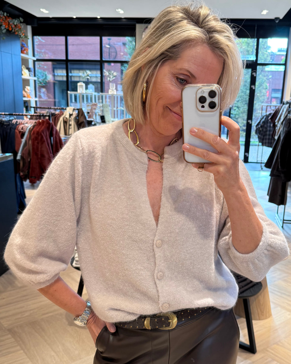 Angora Vest Spike Beige - Peet kleding
