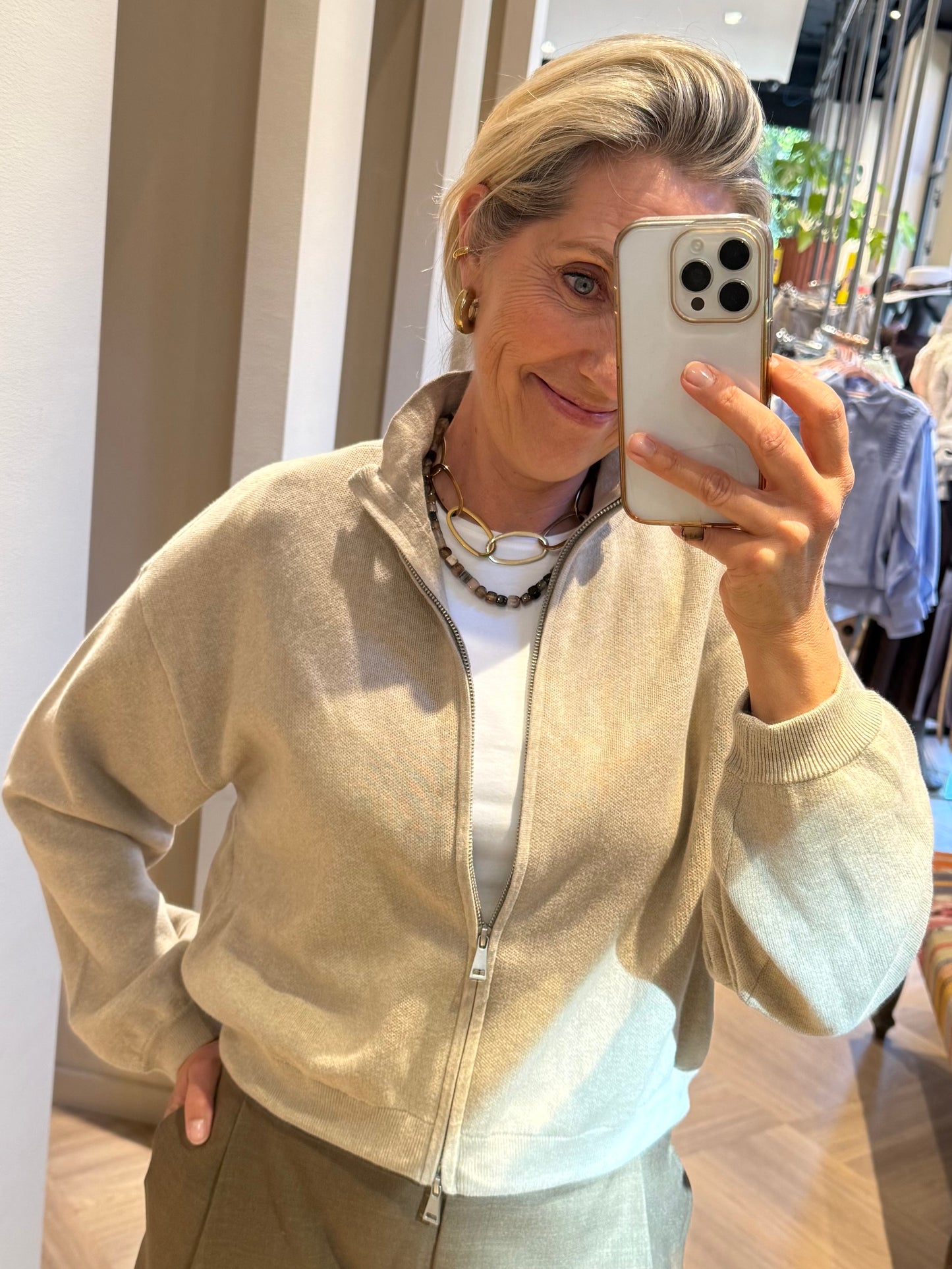 Yaya Jacquard Vest Cashmere Grey - Peet kleding