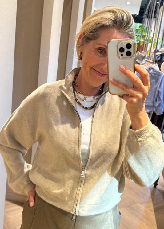Yaya Jacquard Vest Cashmere Grey - Peet kleding