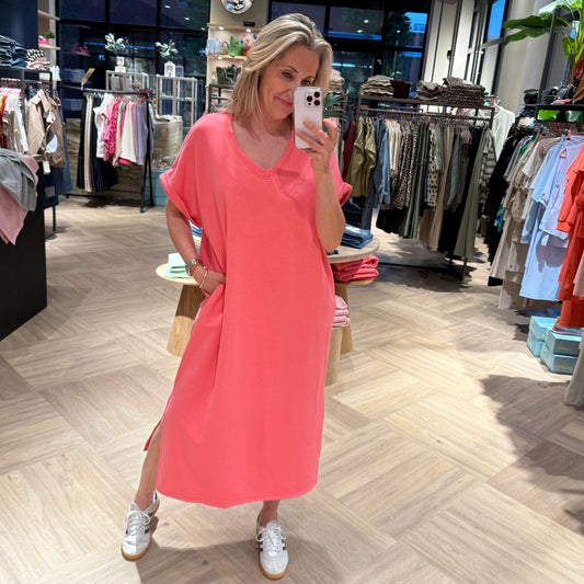 Azzurro Jurk Adi V-Hals Roze