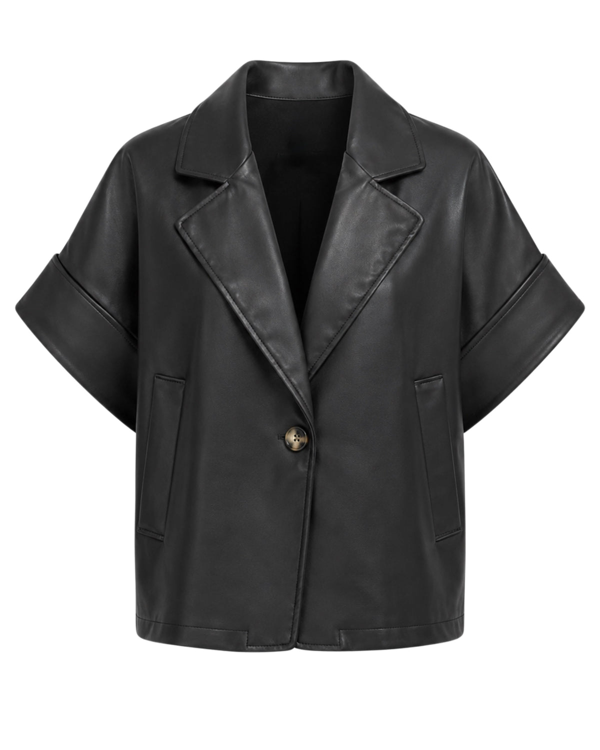 Faux Leather Jack Jona Zwart - Peet kleding