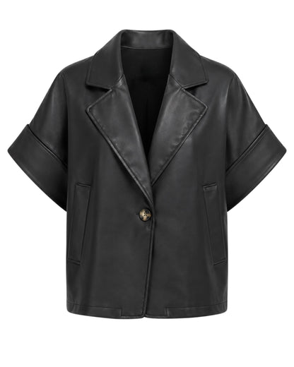 Faux Leather Jack Jona Zwart - Peet kleding