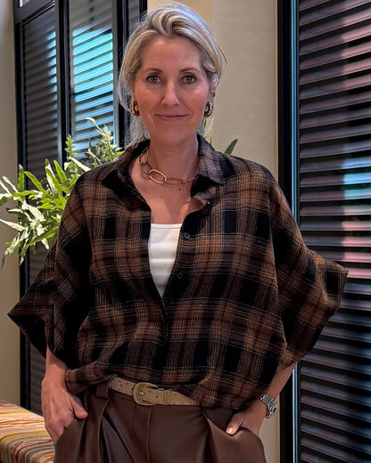 Blouse Roos Ruiten Camel Zwart