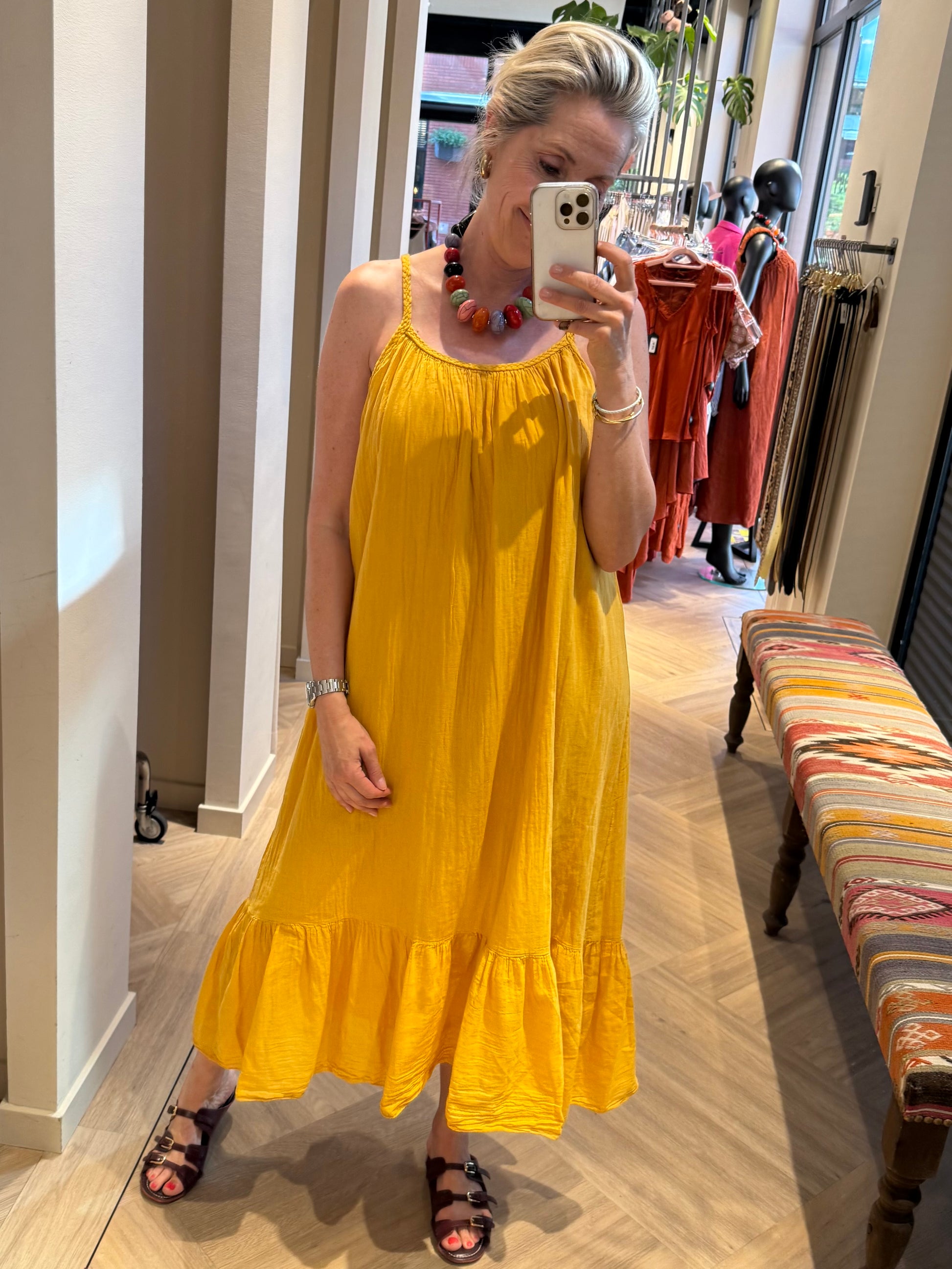 Jurk Charmaine Silky Geel - Peet kleding