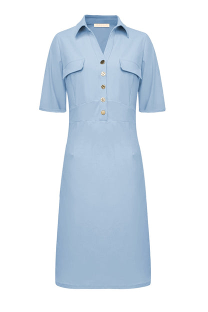 Triple Nine Travel Jurk Valerie Lichtblauw - 51827 - Peet kleding