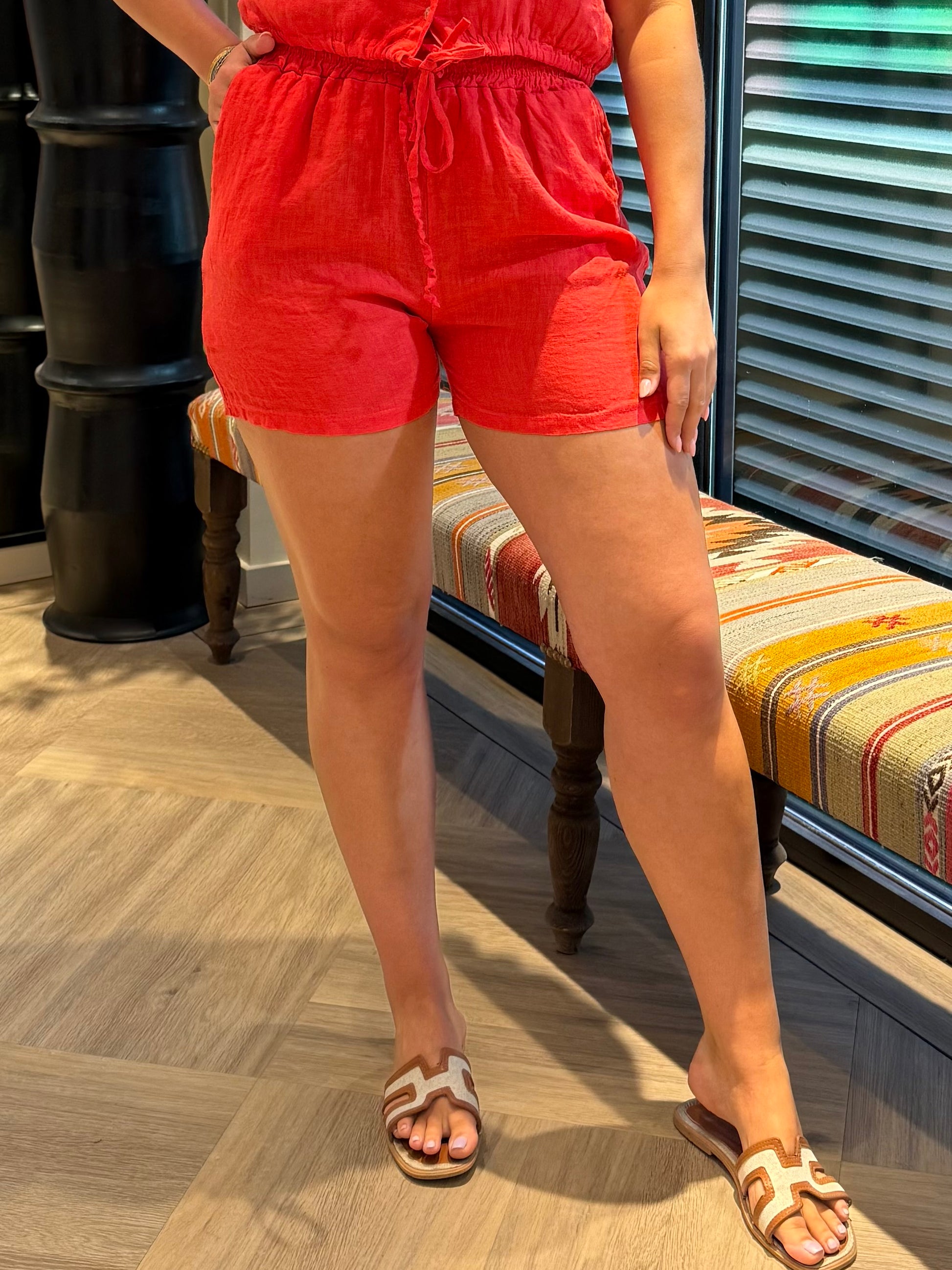 Short Jet Linnen Rood - Peet kleding