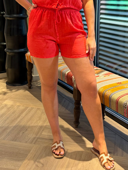 Short Jet Linnen Rood - Peet kleding