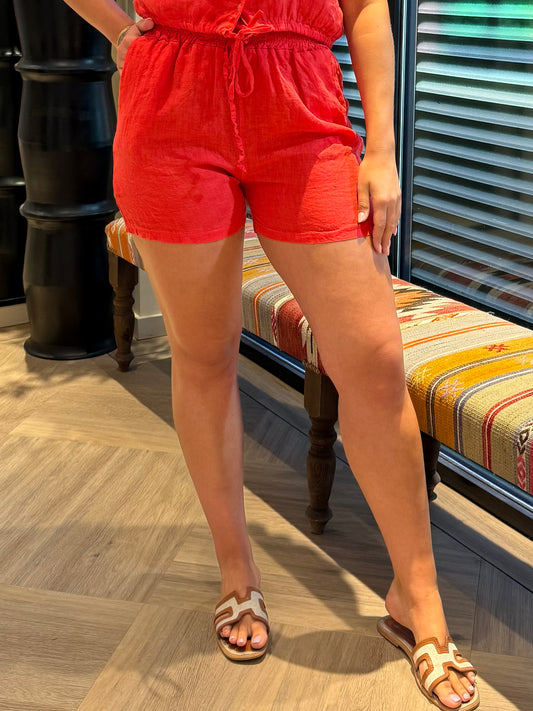 Short Jet Linnen Rood - Peet kleding