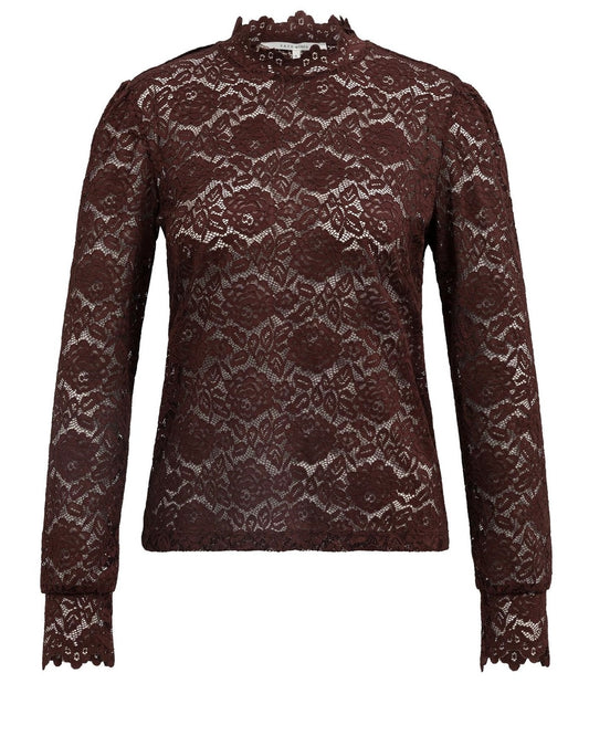 Yaya Lace Top Chocolat Red - Peet kleding