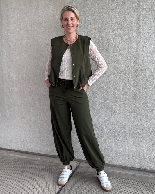 Triple Nine - Travel Broek Balloon Olijfgroen - 3004 - Peet kleding