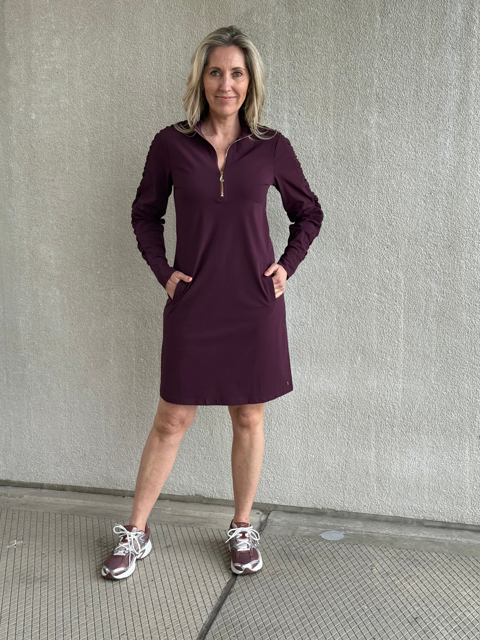 Triple Nine - Travel Jurk Mares Aubergine - 51815 - Peet kleding