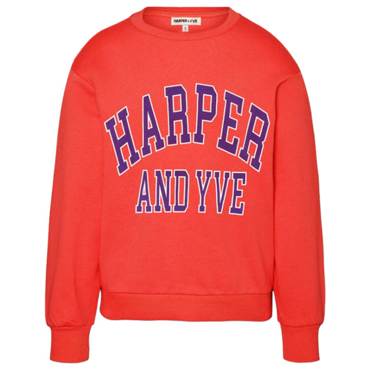 Harper & Yve Sweater Varsity Dark Orange - Peet kleding