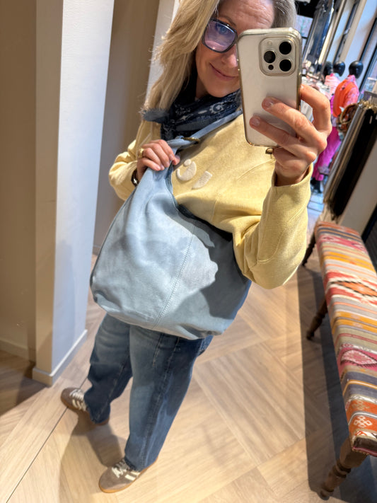 Tas Suez Suede Lichtblauw - Peet kleding