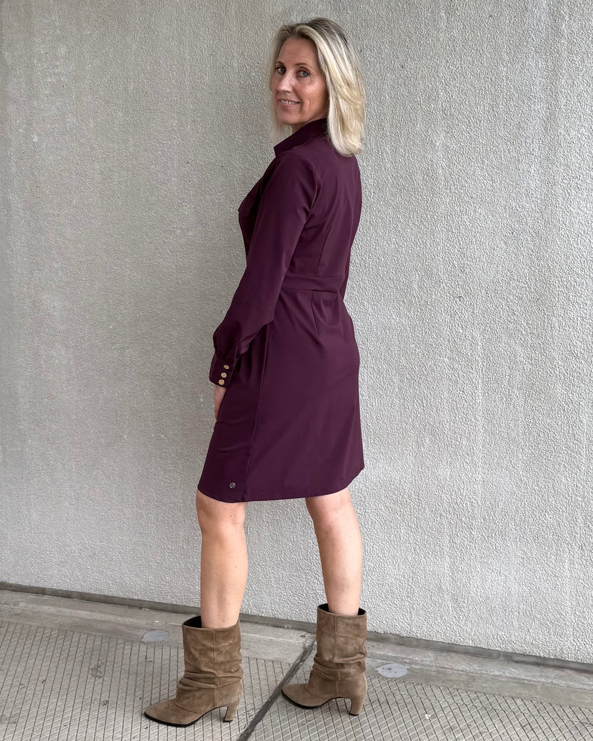Triple Nine - Travel Jurk Melin Aubergine - 51810 - Peet kleding