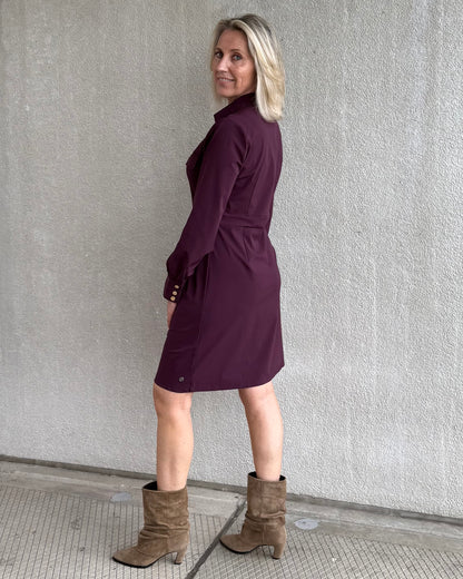 Triple Nine - Travel Jurk Melin Aubergine - 51810 - Peet kleding