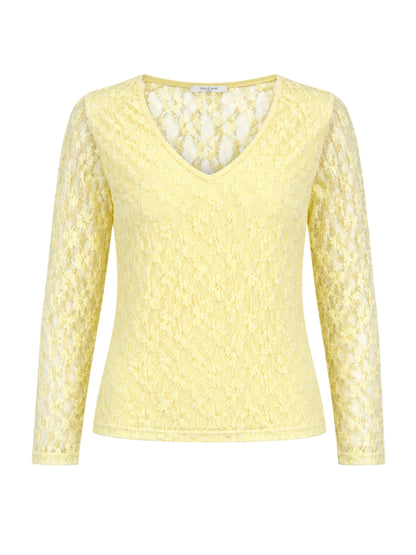 Triple Nine - Kanten Top Lucy Zachtgeel - Peet kleding
