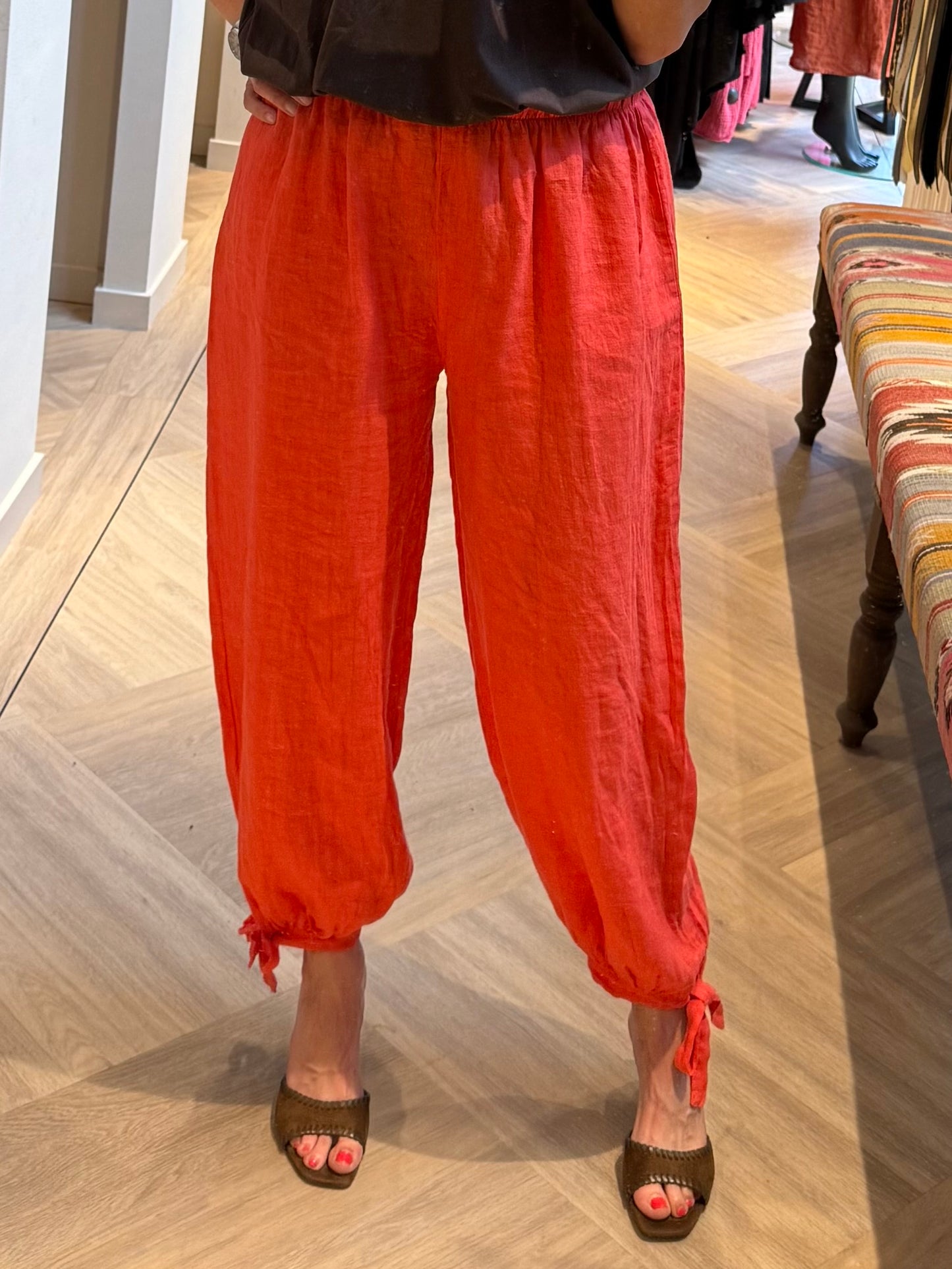 Broek Lea Linnen Balloon Koraal