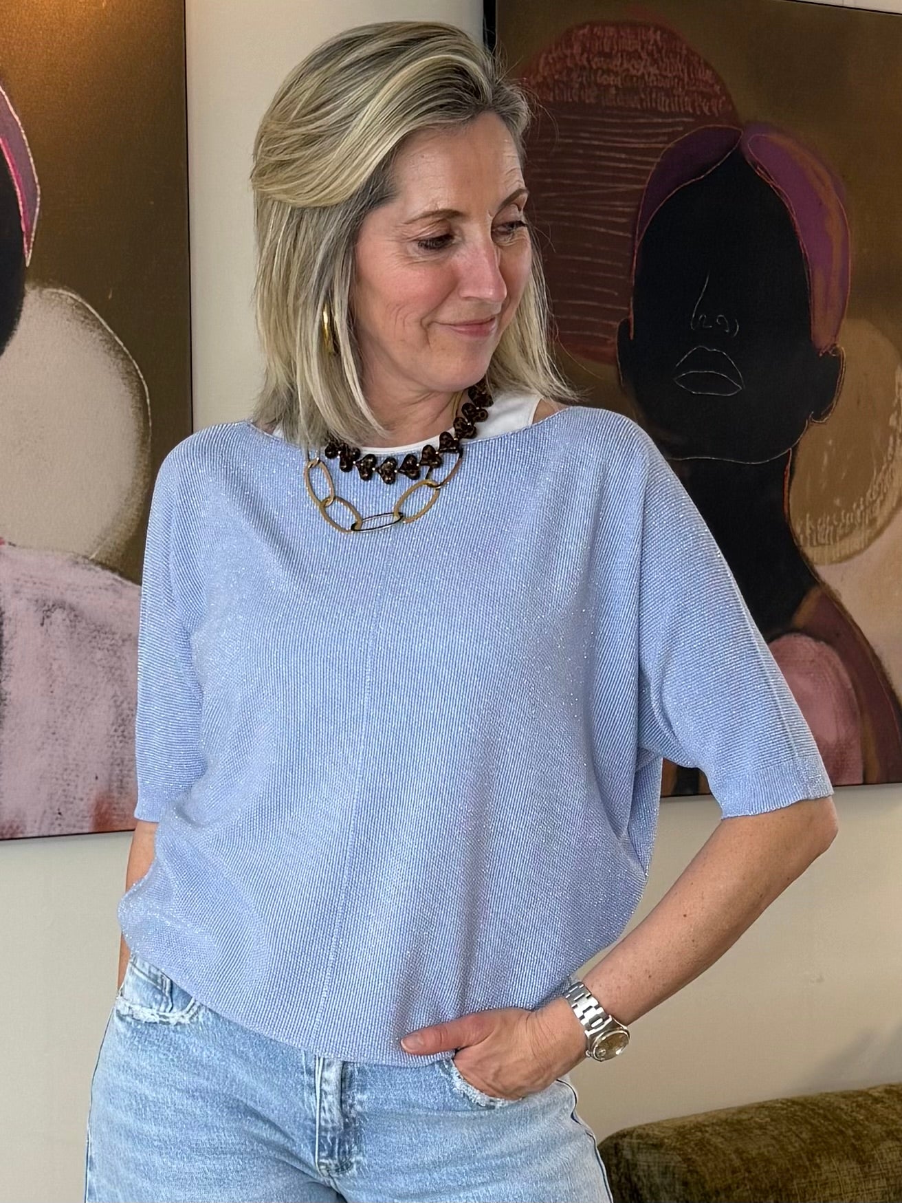 Top Olivia Lichtblauw - Peet kleding