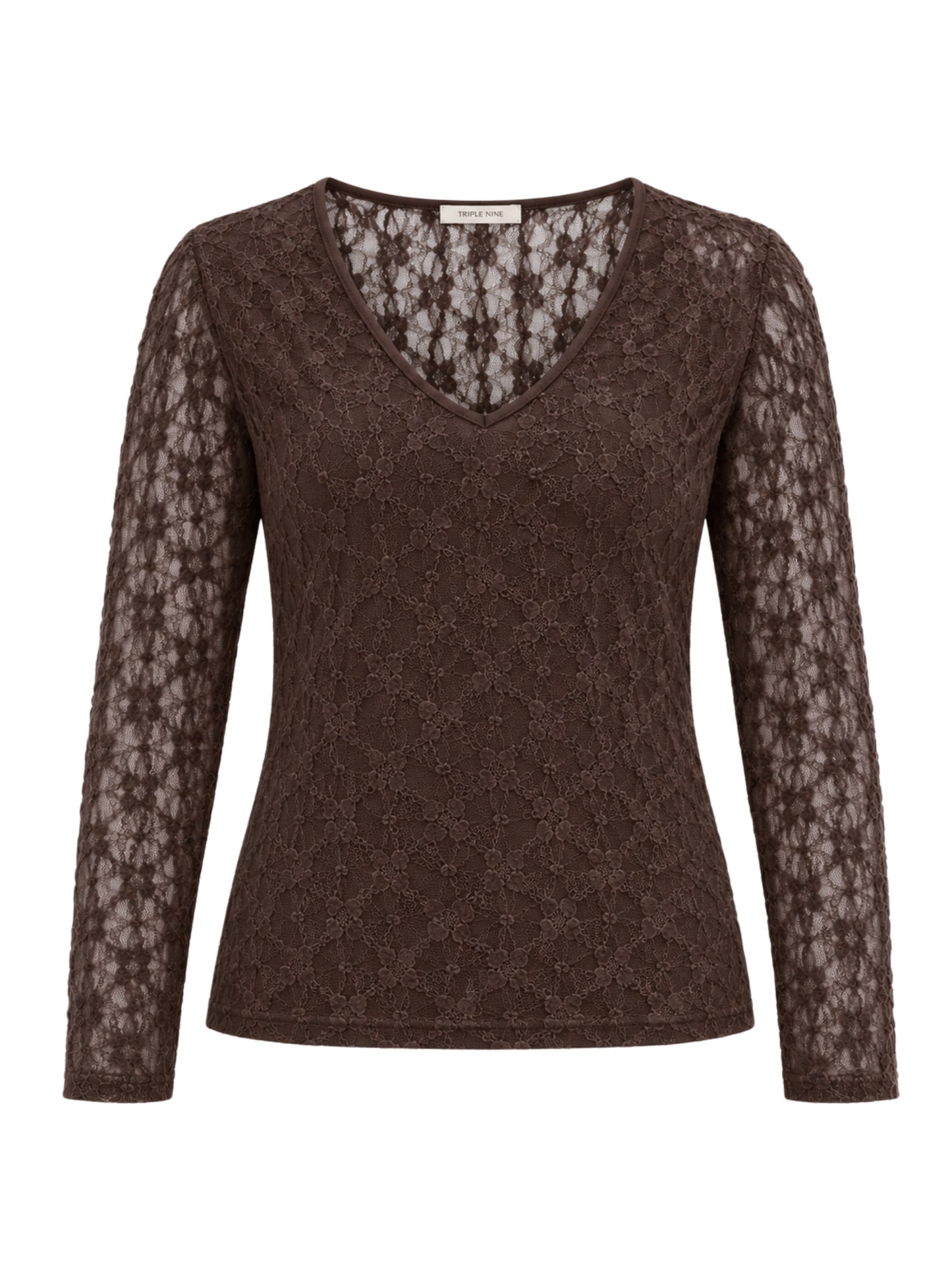 Triple Nine - Kanten Top Lucy Donkerbruin - Peet kleding