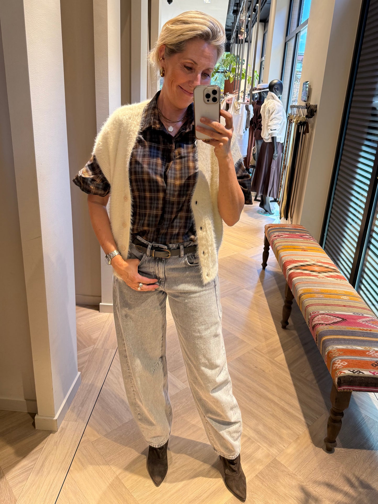Blouse Ruit Roos Donkerbruin