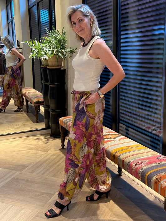 Broek Parachute Print Groen - Peet kleding