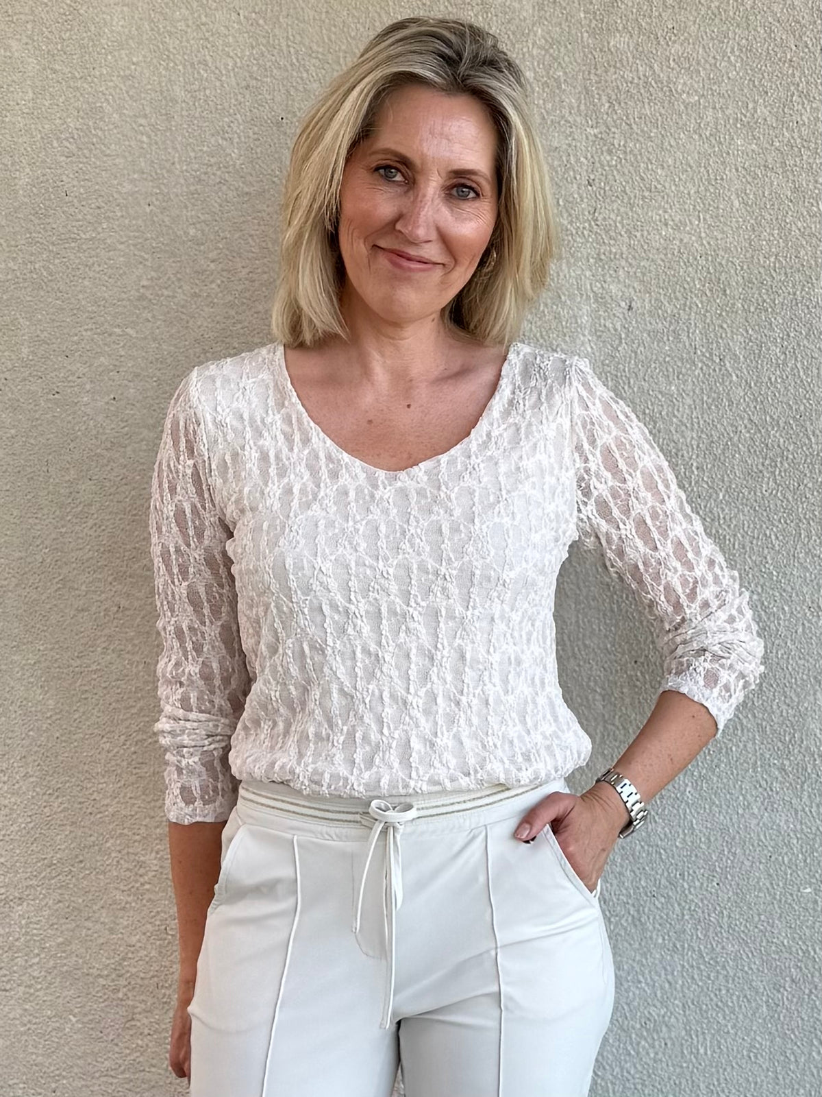 Triple Nine - Kanten Top Lucy Zand - Peet kleding