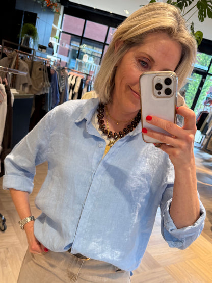 Blouse Linnen Suus Lichtblauw - Peet kleding