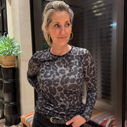 Azzurro Top Bella Leopard Grijs - Peet kleding