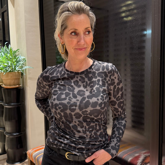 Azzurro Top Bella Leopard Grijs - Peet kleding