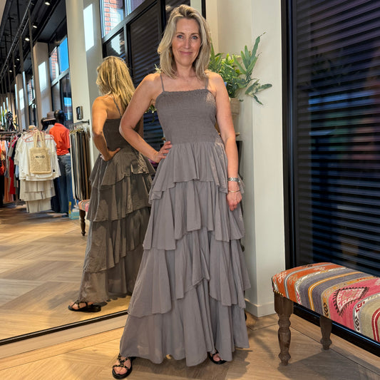 Jurk Maartje Roezels Taupe - Peet kleding