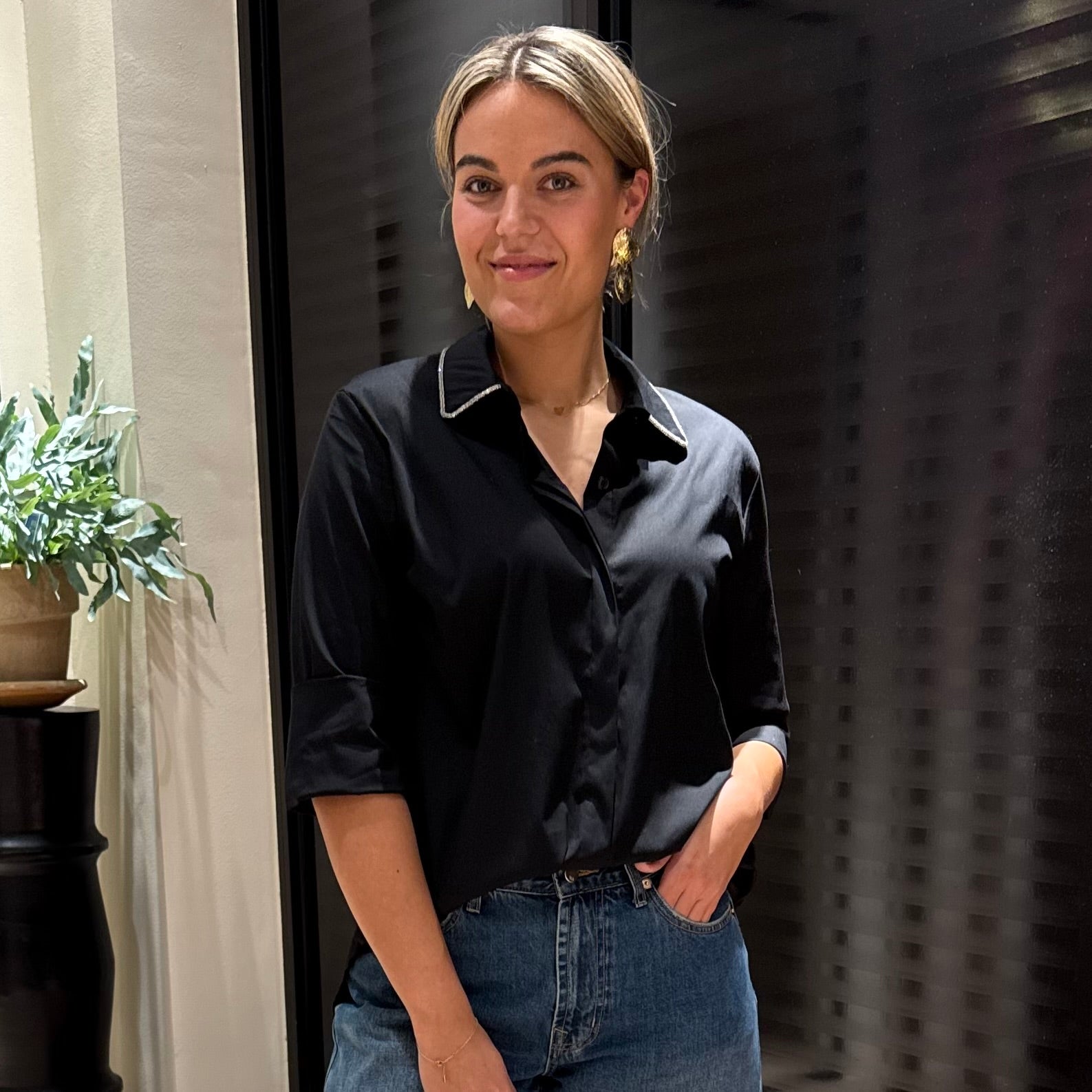 Blouse Lisa Zwart Schitter - Peet kleding