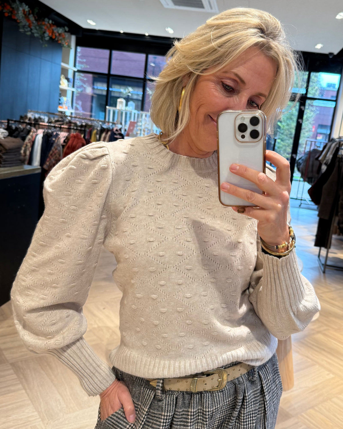 Trui Pearl Pofmouw Beige - Peet kleding