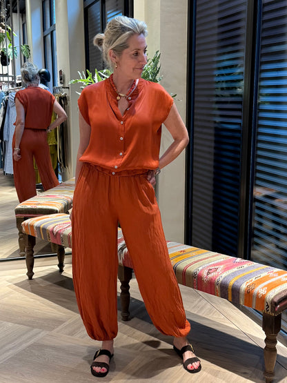 Blouse Anne Silk Brique - Peet kleding
