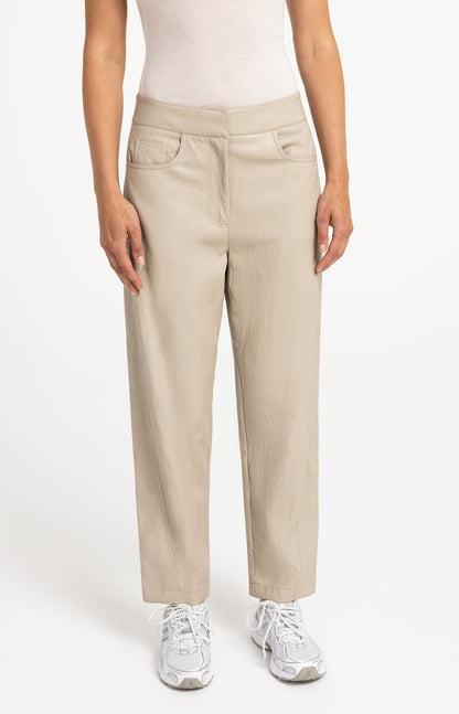 Yaya Broek Faux Leather Cashmere Grey - Peet kleding
