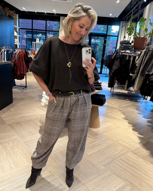 Broek Korte Barrel Ruit Bruin - Peet kleding