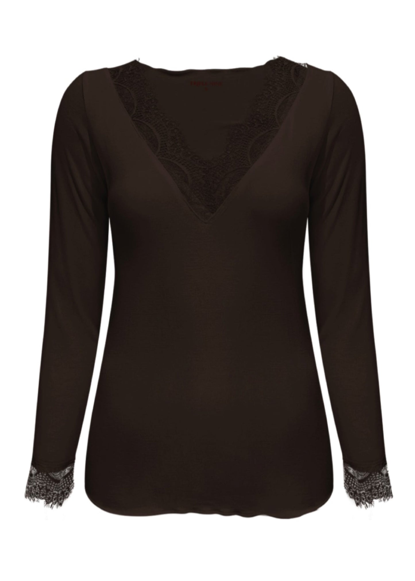 Triple Nine - Cashmere Top Lou Lou Donkerbruin - 9003 - Peet kleding
