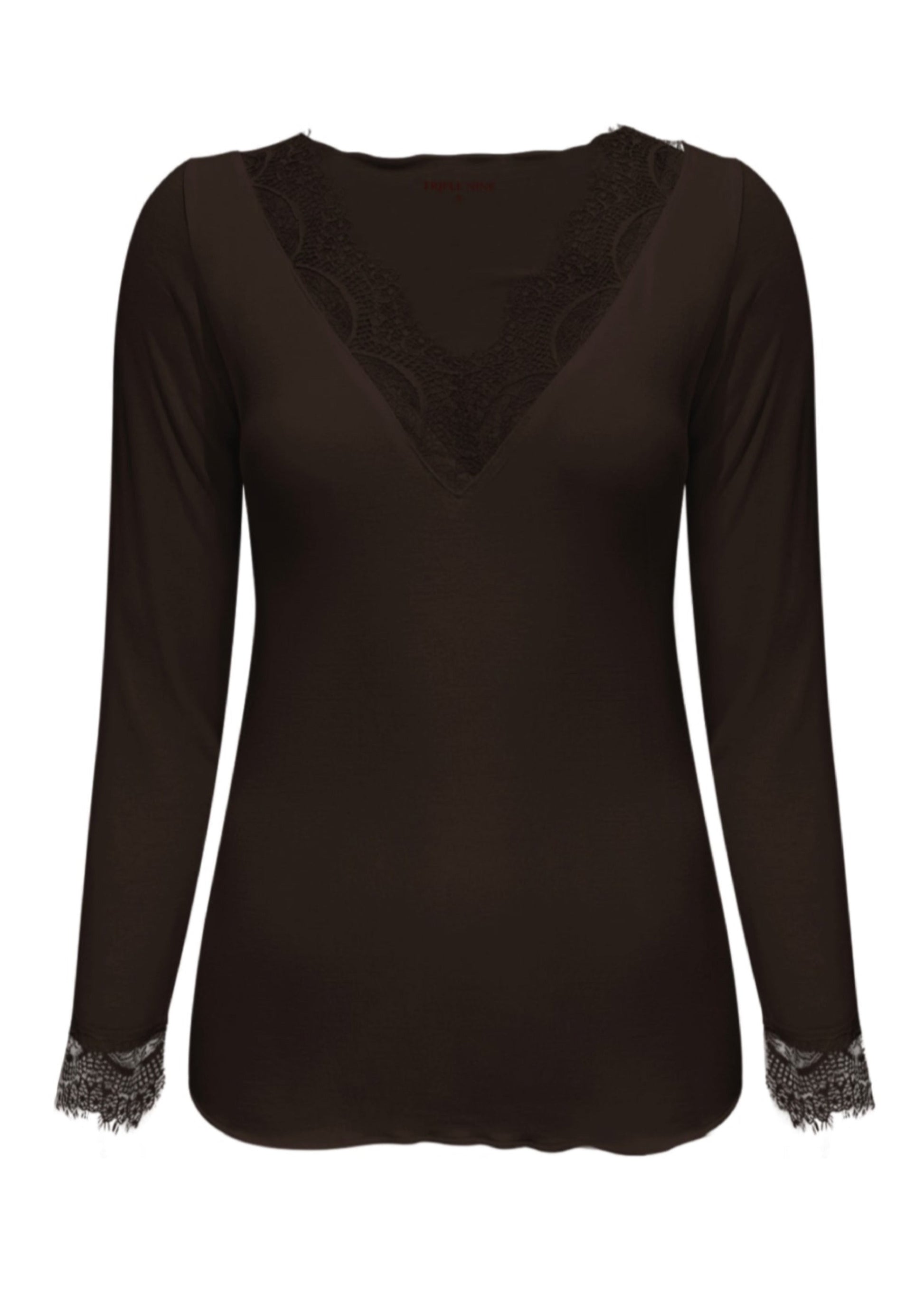 Triple Nine - Cashmere Top Lou Lou Donkerbruin - 9003 - Peet kleding